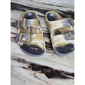 Birkenstock Arizona EVA Sandals Tan Grey Marbled Two Strap Slides Size 2